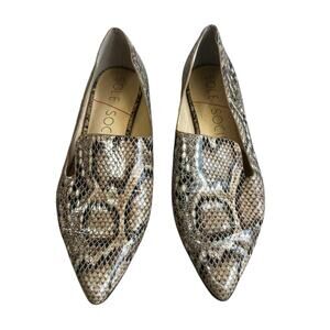 Sole Society Snakeskin Flats Womens 5.5 Tan Leather Pointed Toe Slip On